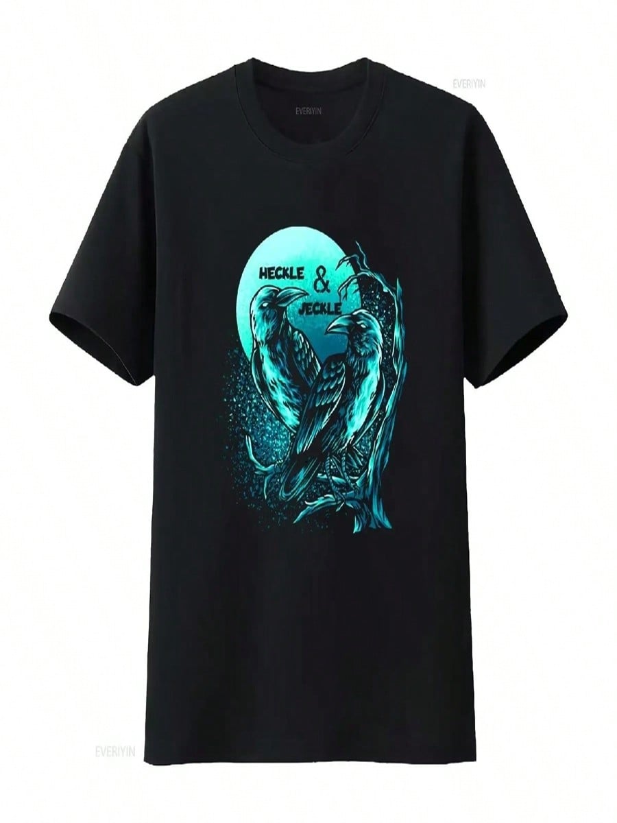 NWT Heckle Jeckle Moon Art Night T Shirt Vintage Washed Casual Streetwear Slightly Designer Clothes Unisex S разноцветный