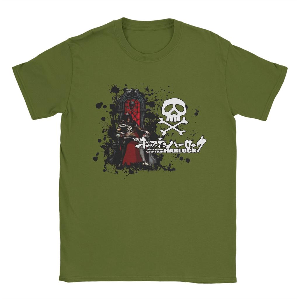 Captain Harlock Galaxy Express 999 Mens T Shirts Tee Shirt Short Sleeve Round Collar TShirts Pure Cotton Big Size Clothes
