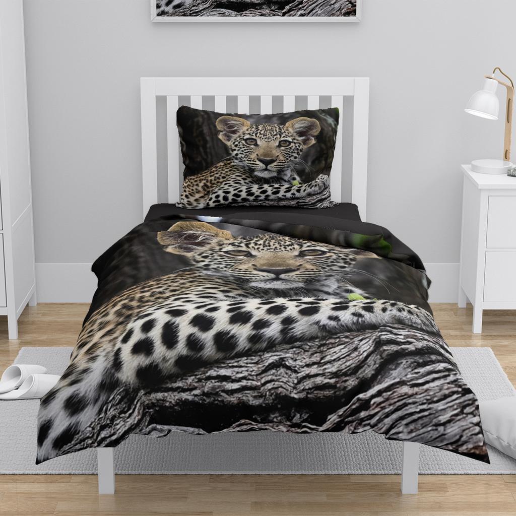 Animal Leopard Print Duvet Cover Set,Bedding Set Twin/Queen/King/240x220cm/140x200 Size,2/3PC Anti-Pilling Bed Linen Decor Gift
