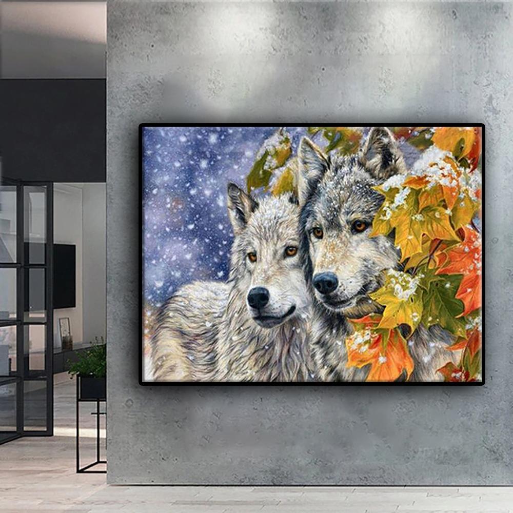 5D DIY Diamond Embroidery Animal Wolf Diamond Painting Mosaic Home Decoration
