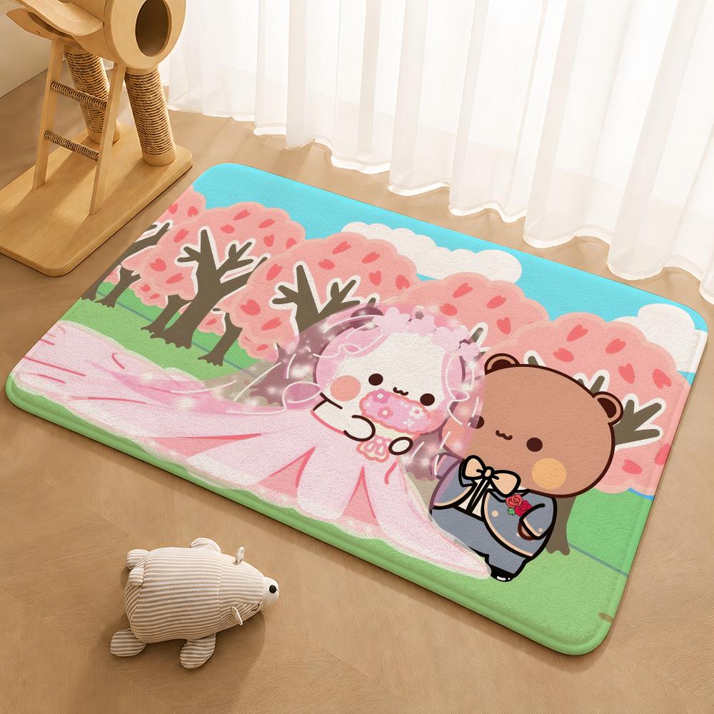 Kwai Anime Yier Bubu Floor Mat Floor Mat Soft Flannel Non-Slip Door Rug for Living Room