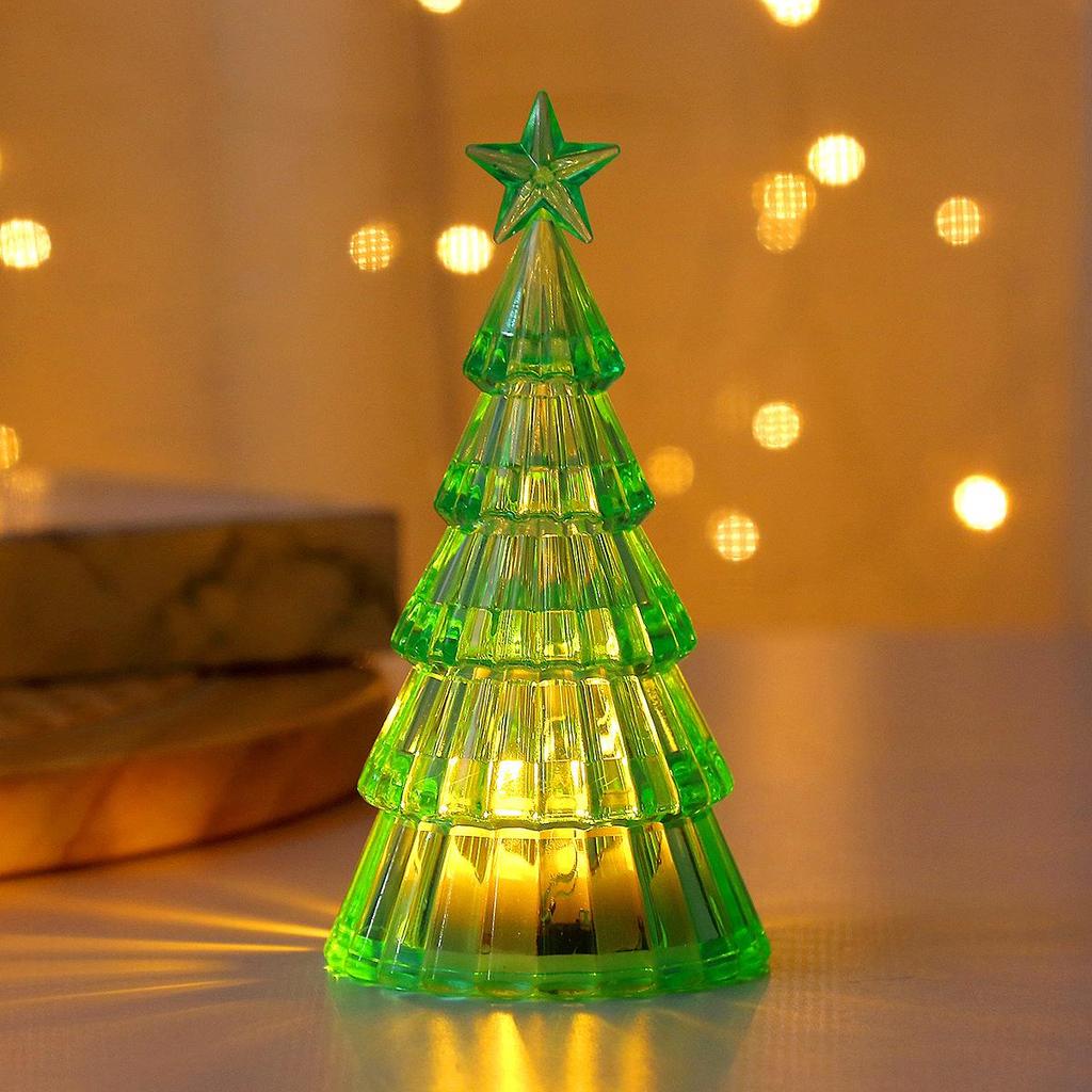 Leuchtender LED Kristall Weihnachtsbaum Nachtlicht Ornament