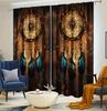 2pcs Curtains Featuring Dreamcatchers with Native American Elements for Home or Office Decor