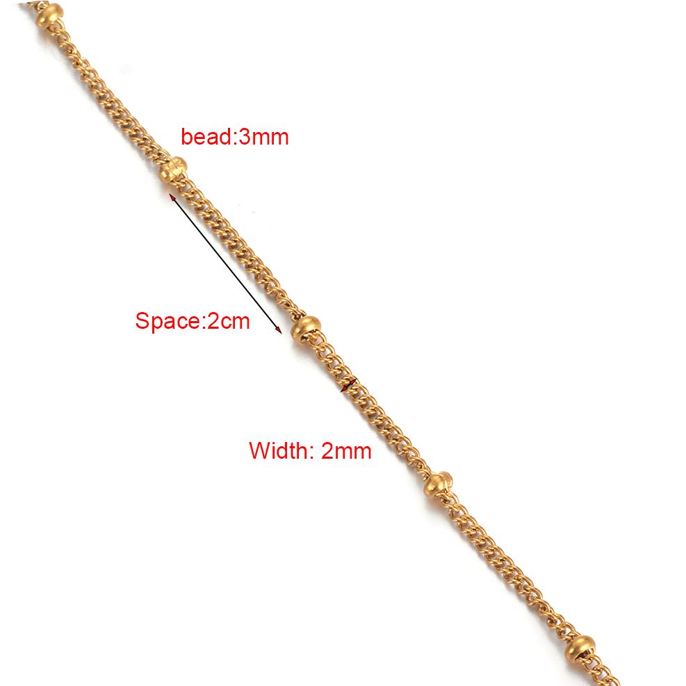 Wholesale 10pcs/lot Width 1.5mm 2mm Tiny Beaded Chain Stainless Steel Link Chain for Necklaces Bracelets Foot Jewelry
