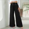 Ladies Color Fashion Elastic Waist High Waist Wide Leg Pants Casual Pants