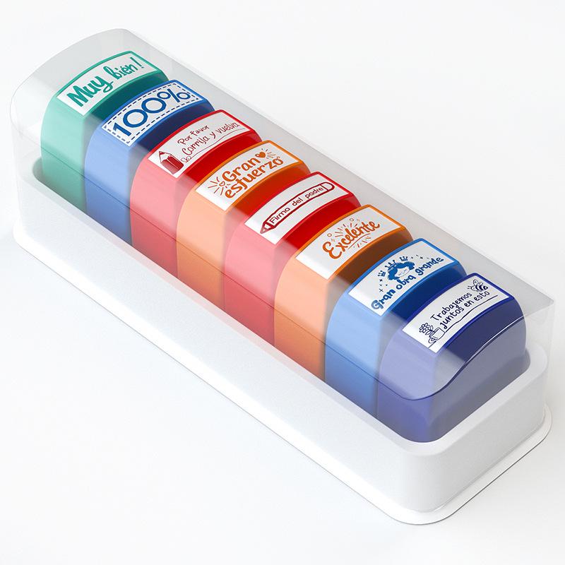 Colorful Teacher Comments Stamp Set - 5 or 8 Pieces (Portuguese, Spanish, Russian)