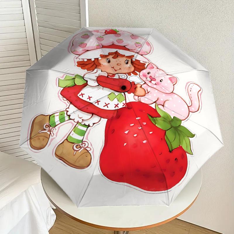 1PC Strawberry Shortcake Cat Umbrella-8-Rib Reinforced, Automatic Open, Lightweight & Durable, Cute Fashion Accessory for Outdoor-P87