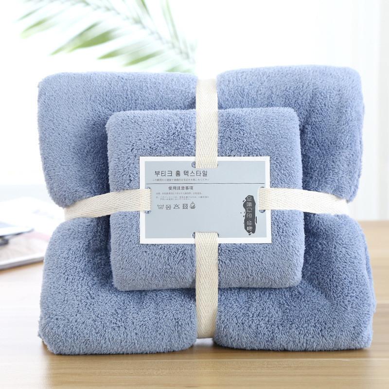Coral Fleece Towel Set With Embroidery Gift Bath Wrap For Spa Home Use