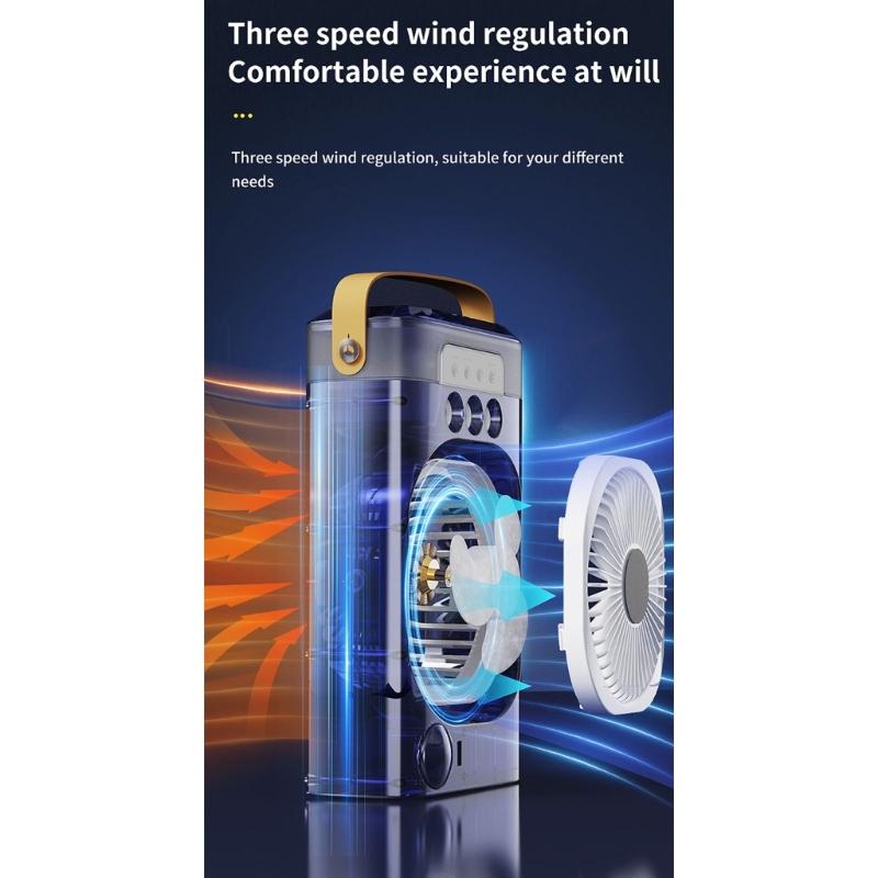 Rechargeable Air Conditioning Portable Desktop Cooling Fan with 3 Speed Suitable for Office and Bedroom Dormitory