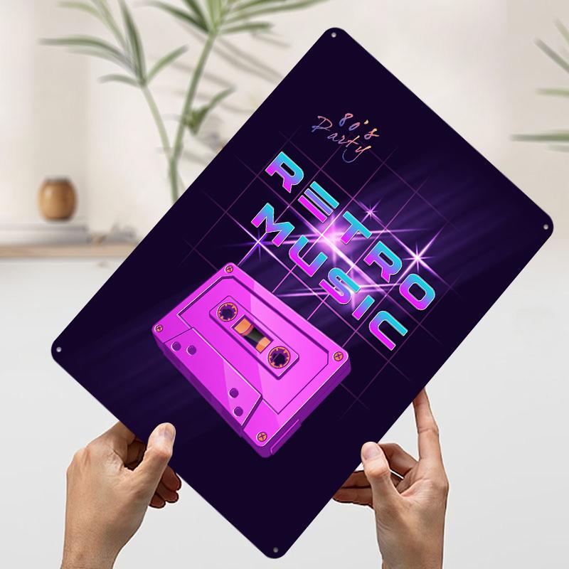 

Retro Music 80s Party Tinplate Poster Customized Wall Art Vintage Retro Metal Signs for Aesthetic Decoration Room House Decor 7.9x11.8In(20x30cm)