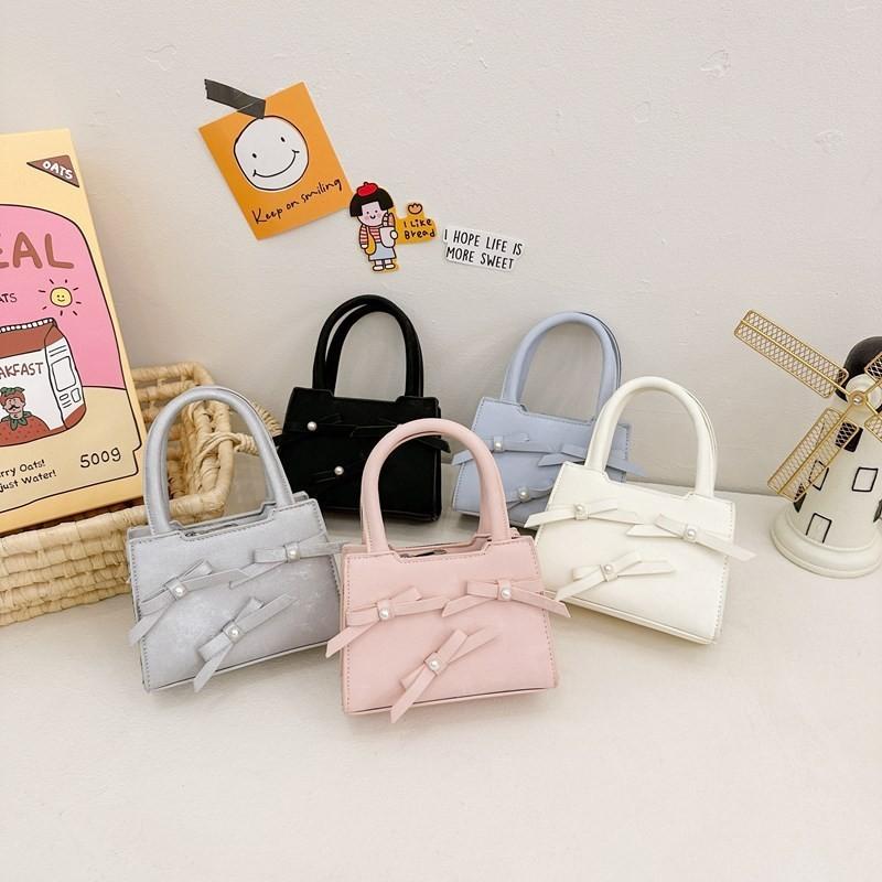 Cute Fashionable Bowknot Children's Tote Bag Elegant Mini Square Purse For Boys And Girls