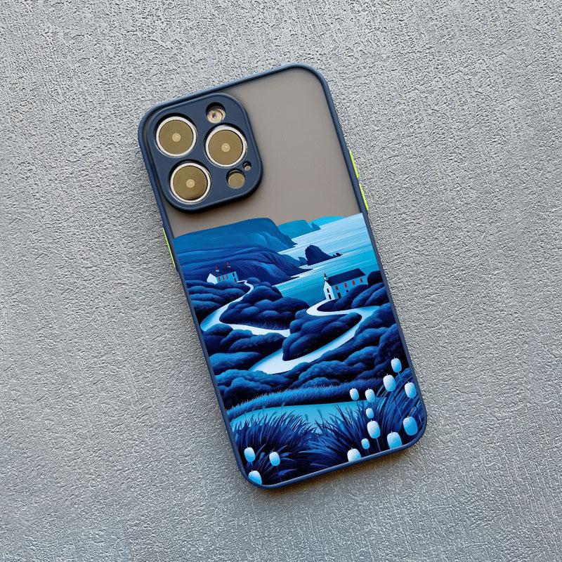 

Yellow Sunset Mountain Phone Case For iPhone 16 14 15 11 12 13 Pro Max Mini XR X XS 7 8 Plus SE Natural Scenery Shockproof Cover iphone 12Mini