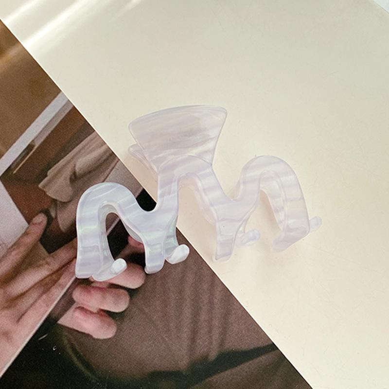 

И Женская Элегантная Заколка-Краб для Волос из Черепахового Панциря Современной Геометрической Формы для Женщин White Wave 6cm