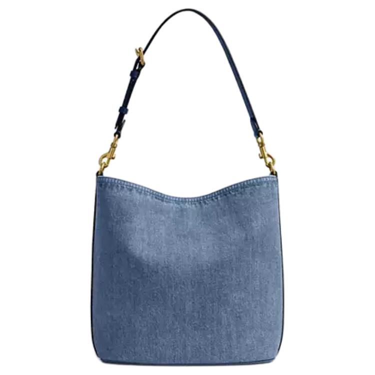 Coach Wierzba 27 Miękkie Logo Jeansowa Torba Bucket Bag Damskie Torby Ciemnoniebieski CAT44-B4RHO