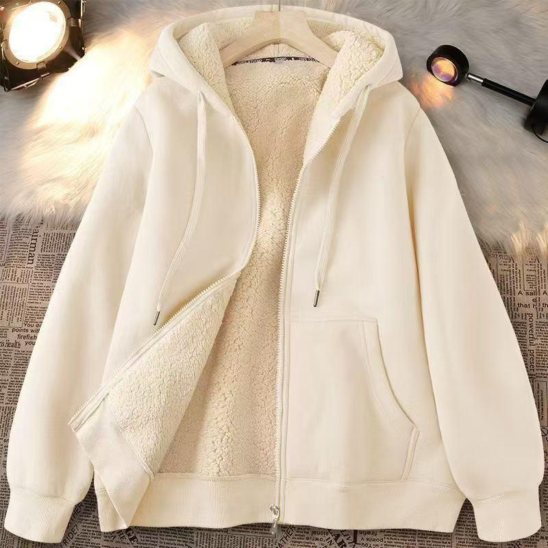 Youth Boys Lambswool Hooded Sweatshirt - Thick, Warm, Loose-Fit Cardigan for Autumn and Winter