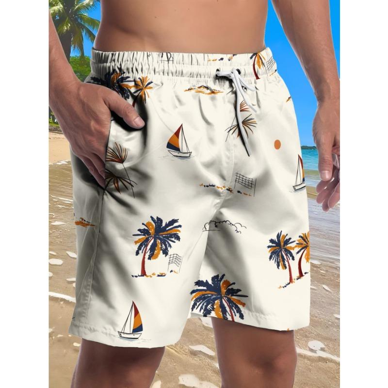 New Coconut Tree Sailing Print Beach Pants Men s Summer Men s Shorts Quick-drying Pants Loose Fashionable Pants Summer M
