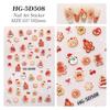 Christmas Nail Stickers 3D Design White Set 6 Elderly Elk Bear Bow Tie Gift Flower Decoration Compatible Gel Nails