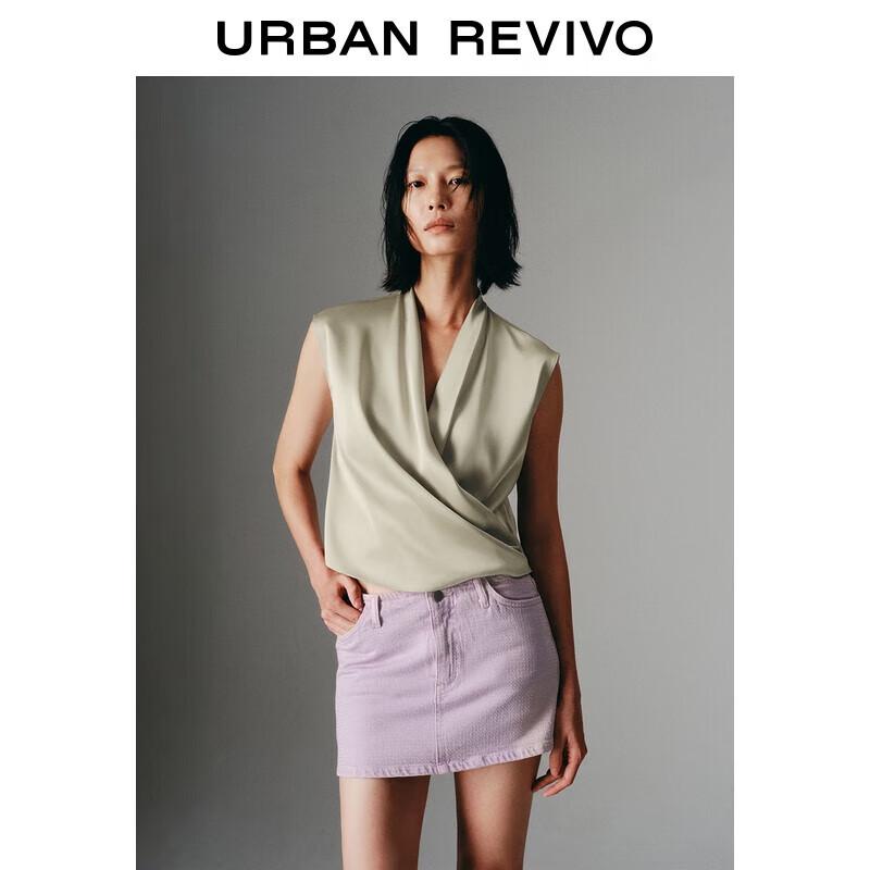 UR 2025 Women s Simple Elegant Pleated Sleeveless Blouse XS