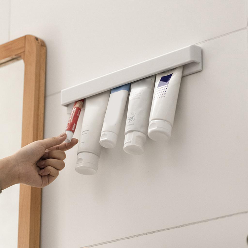 Wall Mounted Self Adhesive Toothpaste Holder Storage Rack Toothpaste Hook for Tidys and Clean Bathrooms