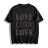 Love Heart Print Casual T-shirt Unisex Sweet Daily Top Pure Cotton T-shirt