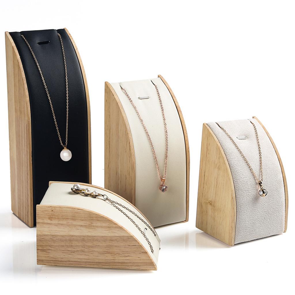 Fashionable Sturdy Solid Wood Jewelry Display Rack 3 Pieces Set for Necklace and Pendant Exhibition Organization