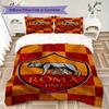 Set lenjerie de pat cu model A.S. Roma Cearșaf pilotă Huse pernă Decorațiune casă Cadou de ziua de naștere (1 * husă de pilotă + 2 * fețe de pernă fără miez)01