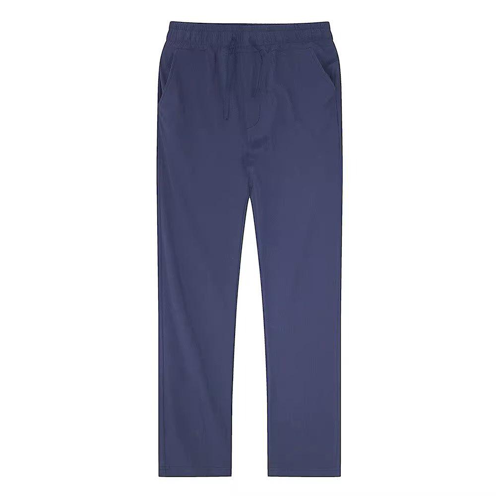 2024 Summer Men's Casual Drawstring Elastic Waist Breathable Solid Color Pants