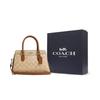 Coach Darcie 26 Logo Color Block Coated Canvas And Leather Shoulder Crossbody Tote Bag Medium Women handbags Khaki CS553-IMWQ4