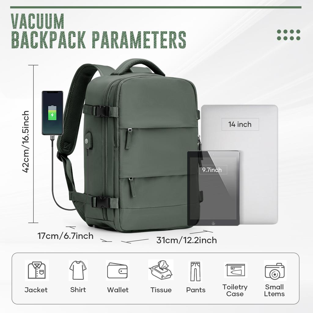 Cabin Airplane Business Laptop Bag Handbag Bag ,Vacuum Compression Travel Backpack for Women Men, Backpack, Storage Backpack
