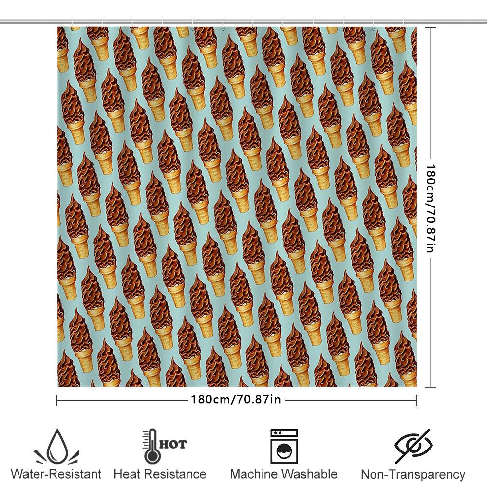 Ice Cream Shower Curtain Cute Dessert Patterned Bathroom Decor Sweet Treat Backdrop Vintage Style Home Decoration For Kids Room