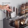 Multifunctional Seasoning Rack Knife Holder W Hook Kitchen Chopsticks Storage Household Hanging Wall-mounted Shelf  No Punching