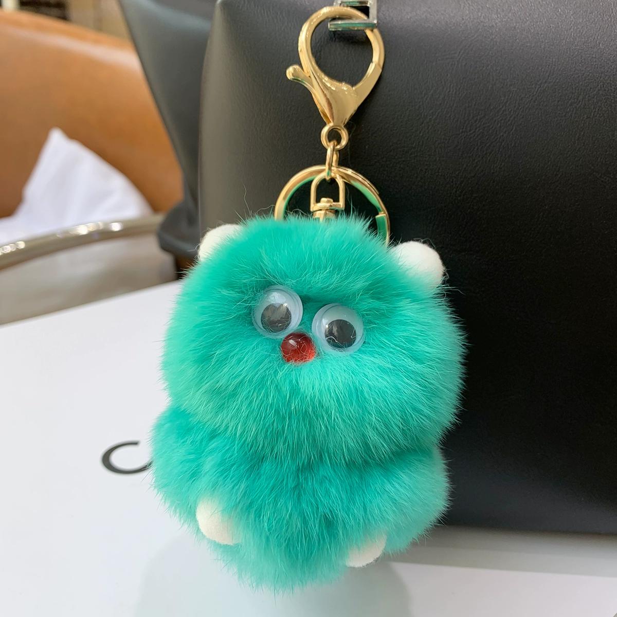 Интернет-знаменитость уродливый милый кролик рекс шерсть маленький монстр автомобильный меховой шарик брелок подвеска милая плюшевая кукла подвеска для сумки для книг озеро зеленый