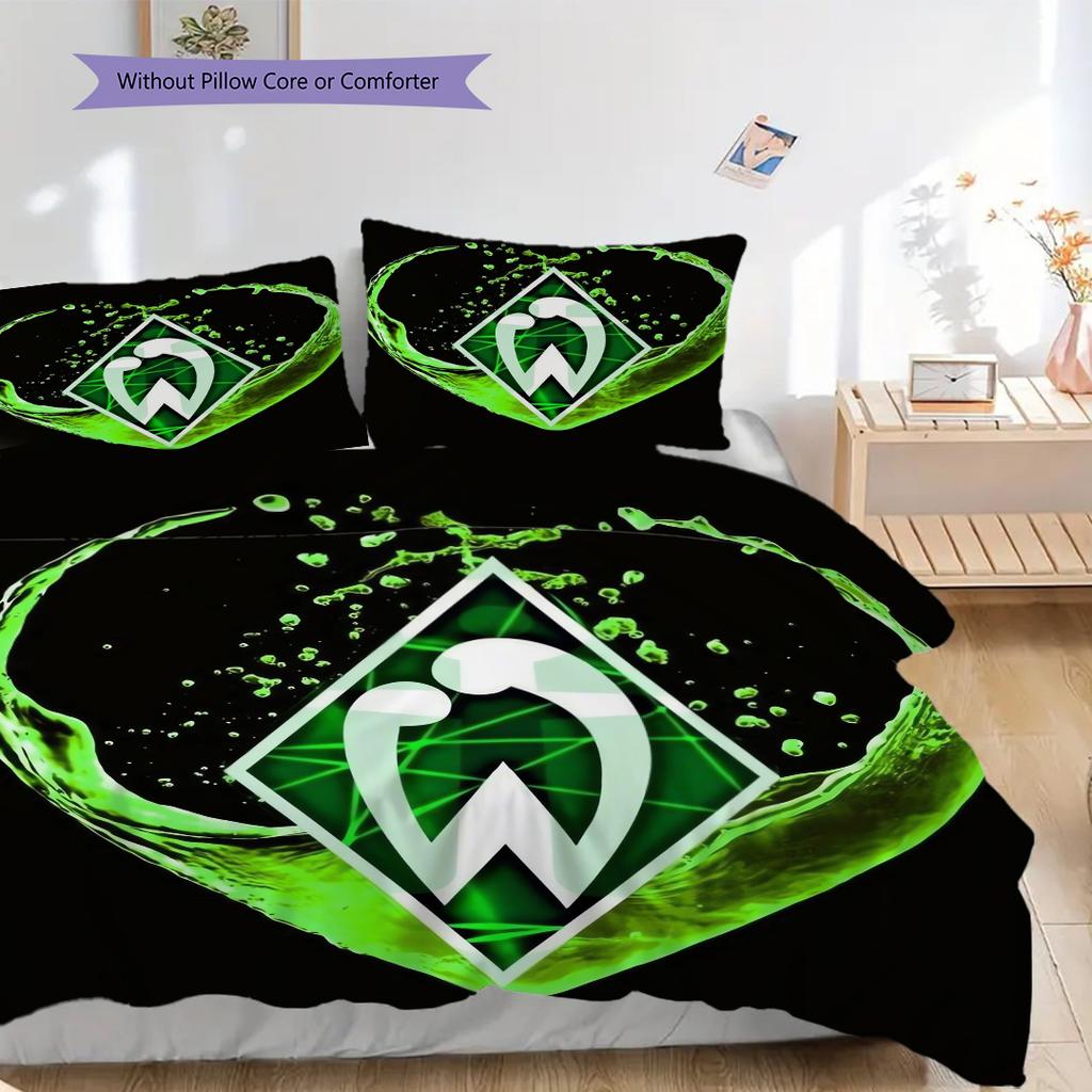 SV Werder Bremen Patroon Beddengoed Dekbed Set Dekbedovertrek Kussensloop Huisdecoratie Verjaardagscadeau (1 dekbedovertrek + 2 kussenslopen, zonder binnenkussen)