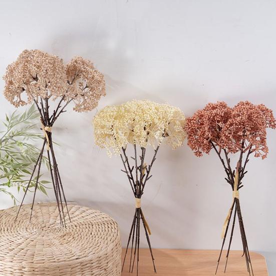 6 Bundles Artificial Aglaia Odorata Branch Realistic Fake Fruits Berries Stem for Home Office Indoor Flower Arrangement Wedding Party Centerpiece