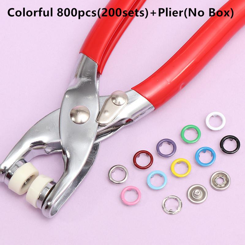 400/800PCS Plier Tool Colored Metal Buttons Snap Sewing Button Thickened Snap Fastener Kit DIY Craft Supplies Bag Clothe