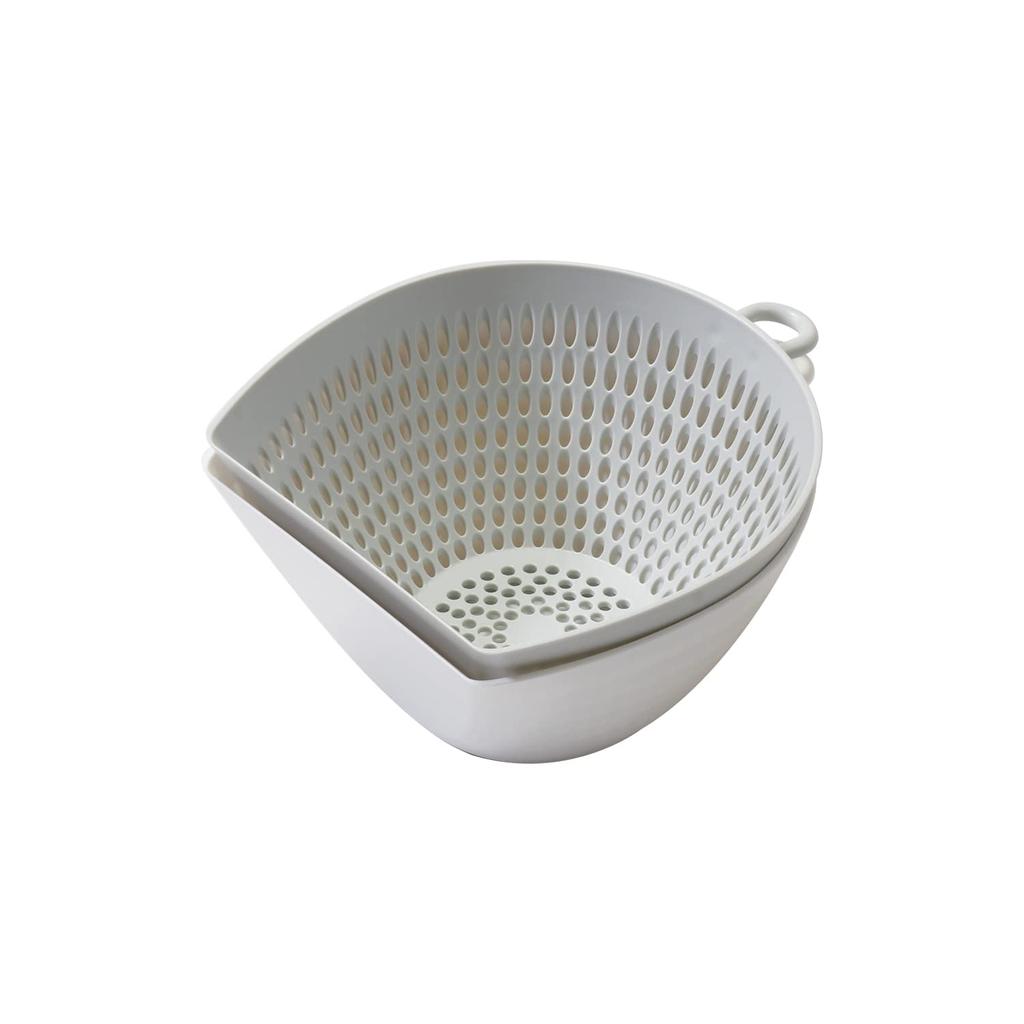 Pearl Metal Dustpan Colander Bowl Set M Size Microwave Safe Dishwasher Safe Made In Japan White Gray Simple Use CC-1703