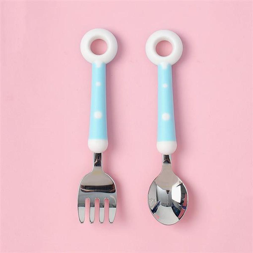 Poly Kleinkind Donut Löffel- und Gabelset (blau) Kinderlöffel