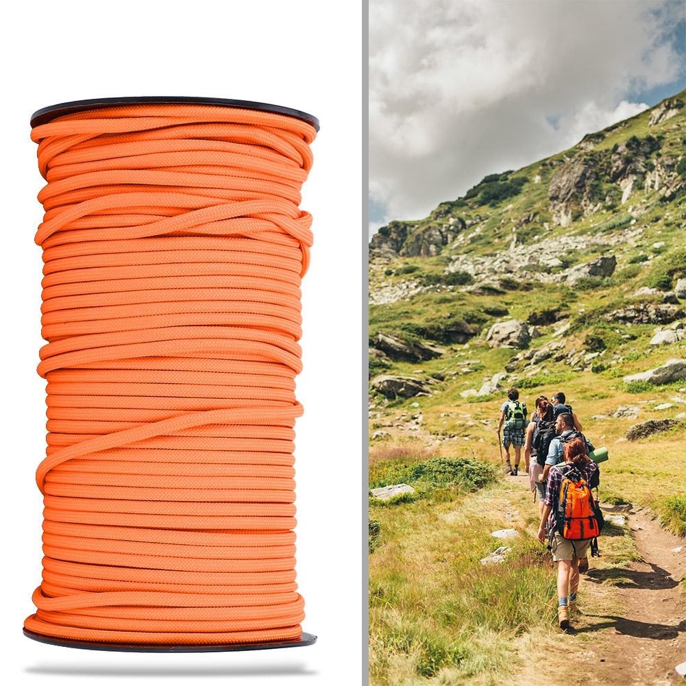 100m 9 Strands 4mm Heavy Duty Parachute Cord Lanyard String Cloth Line Camp Rope (Orange)