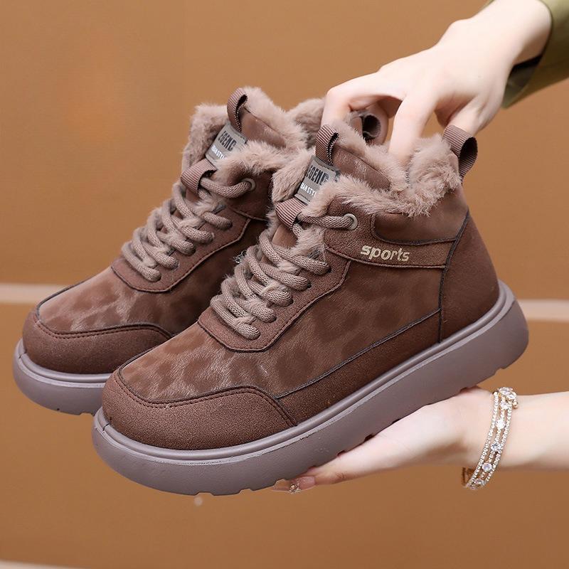 Women's Fleece Casual Shoes, Warm and Anti-slip Thick-soled Cotton Shoes, Versatile Snow Boots
