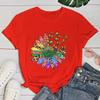 (Premium T-shirt)Funny Lgbt Sunflower Butterfly Print T-Shirts For Women Summer Round Neck Tee Shirt Femme Fashion Casual Top