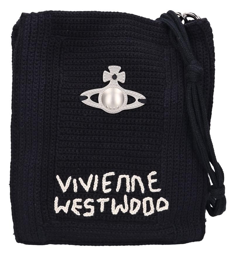 Vivienne Westwood Cotton Yarn Crochet Tote Small Shoulder Bag K004W in Black (4D030001U N401)