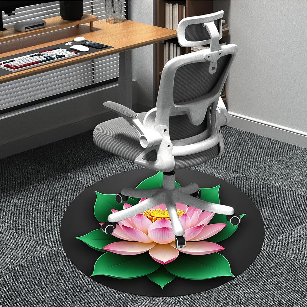 1pc Lotus Flower Chair Carpet for Office, Round Non Slip Durable Large Size Office Carpet, Suitable for Office