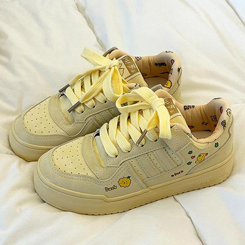 

Женские кроссовки на платформе, персонализированные туфли с цветочным дизайном, шнуровка, плоская подошва, повседневная удобная обувь, уличные кроссовки высокого качества 40 40 жёлтый