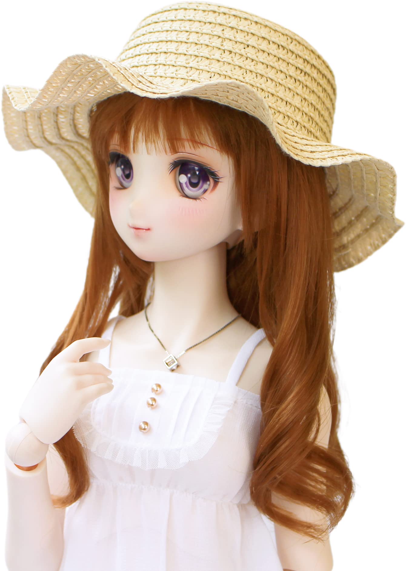 

[Petite Marie] Совместимо с MDD 13 DD (Совместимость с DDH-01~10) Шляпа-федора Соломенная шляпа Натуральный кремовый Цвет Мягкие волнистые поля Элегантная шляпа с черно-белой лентой