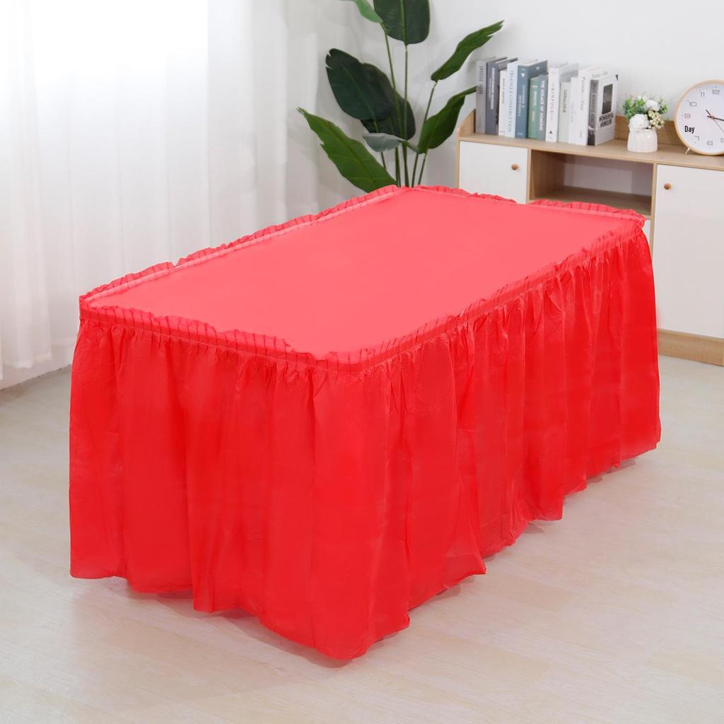 Colorful Thickened Waterproof Disposable Table Skirt Set for Birthdays, Parties, and Weddings