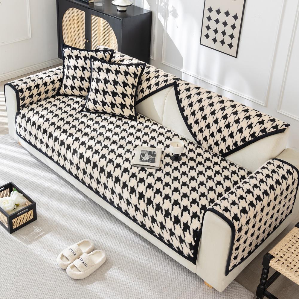 French Retro Sofa Cushion Autumn and Winter Shu Cotton Plush Non-Slip Seat Cushions Sofa Cover Cover Cloth