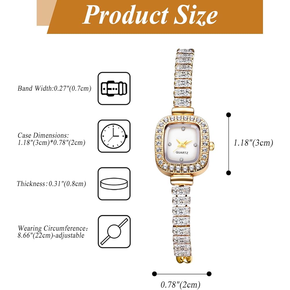 Square Women's Bracelet Watch Cute Sparkling Diamond Analog Waterproof Stainless Steel Quartz Fashion Watch