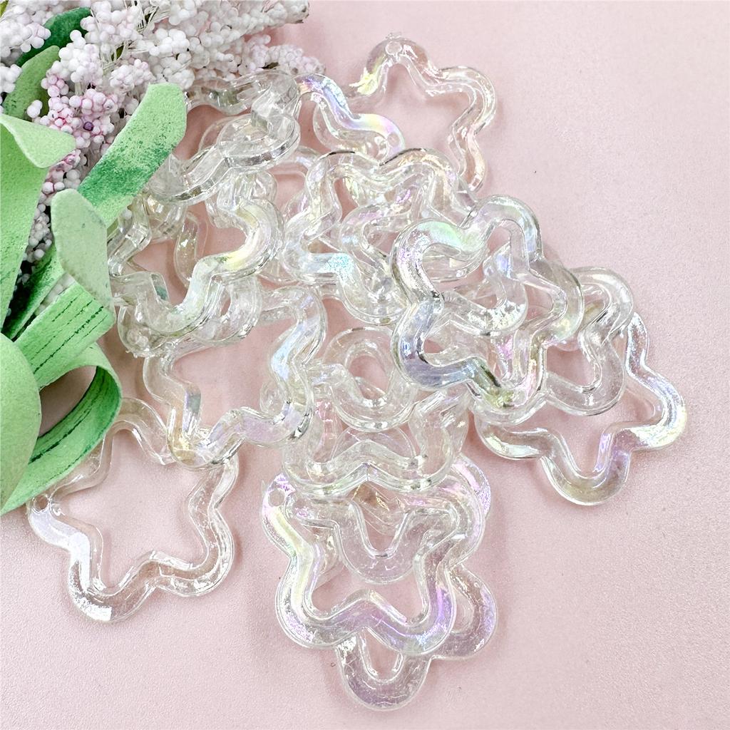 Home Party Supplies Beaded Material DIY Fashion Necklace Acrylic Pentagram Beads Star Beads Jewelry Accessories Laser Hollowed-out 29.6mm 20pcs