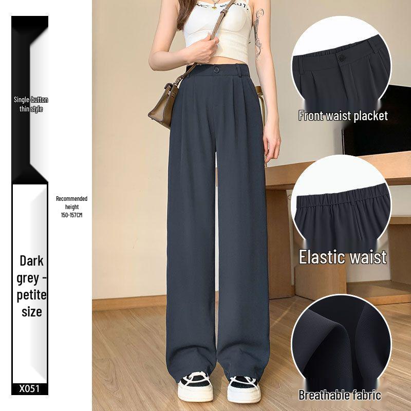 Ice Silk High Waist Chiffon Wide Leg Pants - Women's Summer Korean Style