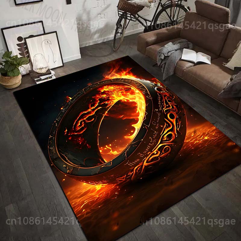 Magic Ring Burning with Flames Pattern Rug Carpets for Bedroom Living Room Sofa Mat Creative Door Mat Cloakroom Home Decor